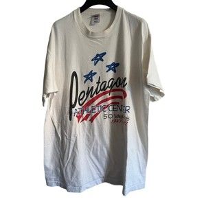 VTG Pentagon Athletic Center Shirt XL Fruit Of the Loom Single Stitch (flaw)